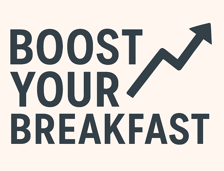 Upward arrow symbol with motivational text encouraging progress in healthy breakfast habits for weight loss