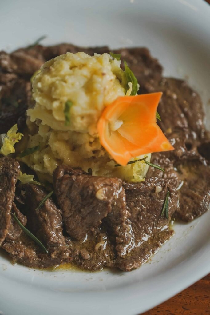Image of a Lean Beef Steak  and  Sweet Potato Mash
