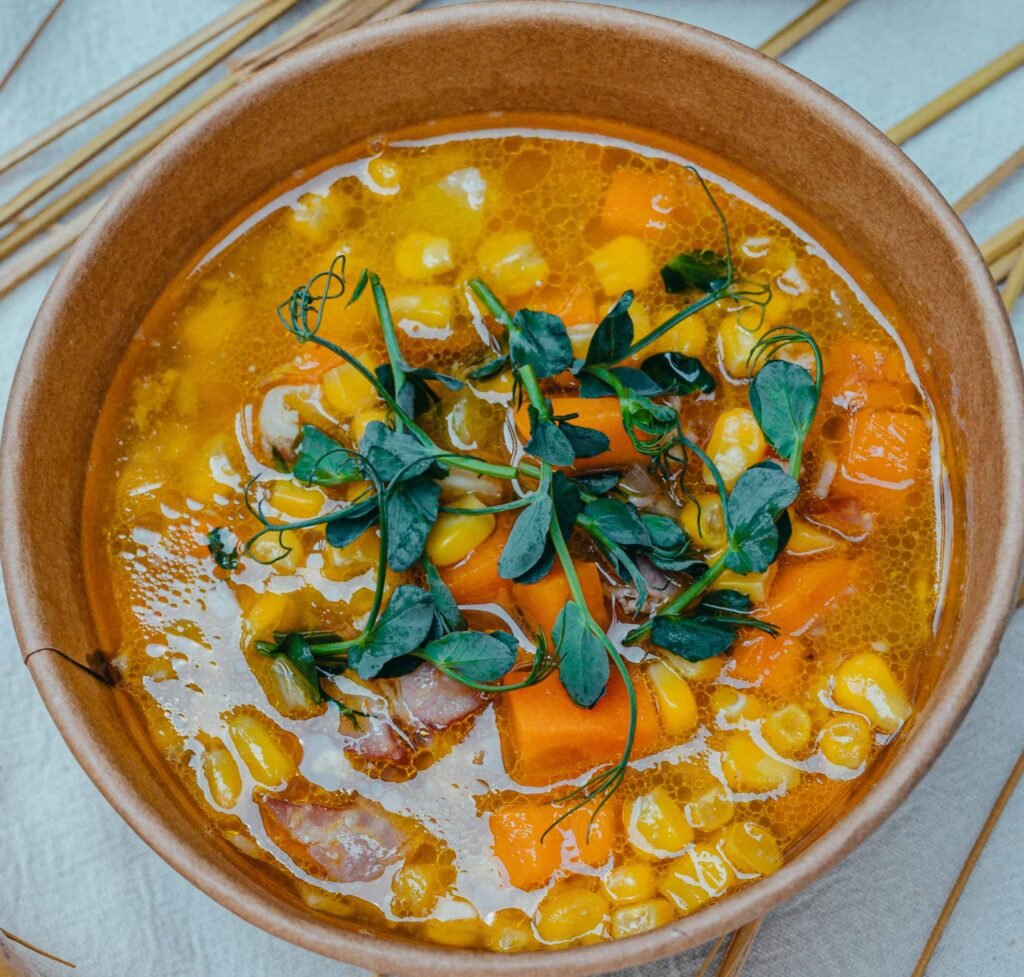 Lentil Soup with Kale and Carrots Lentil soup with cabbage, carrots and corn