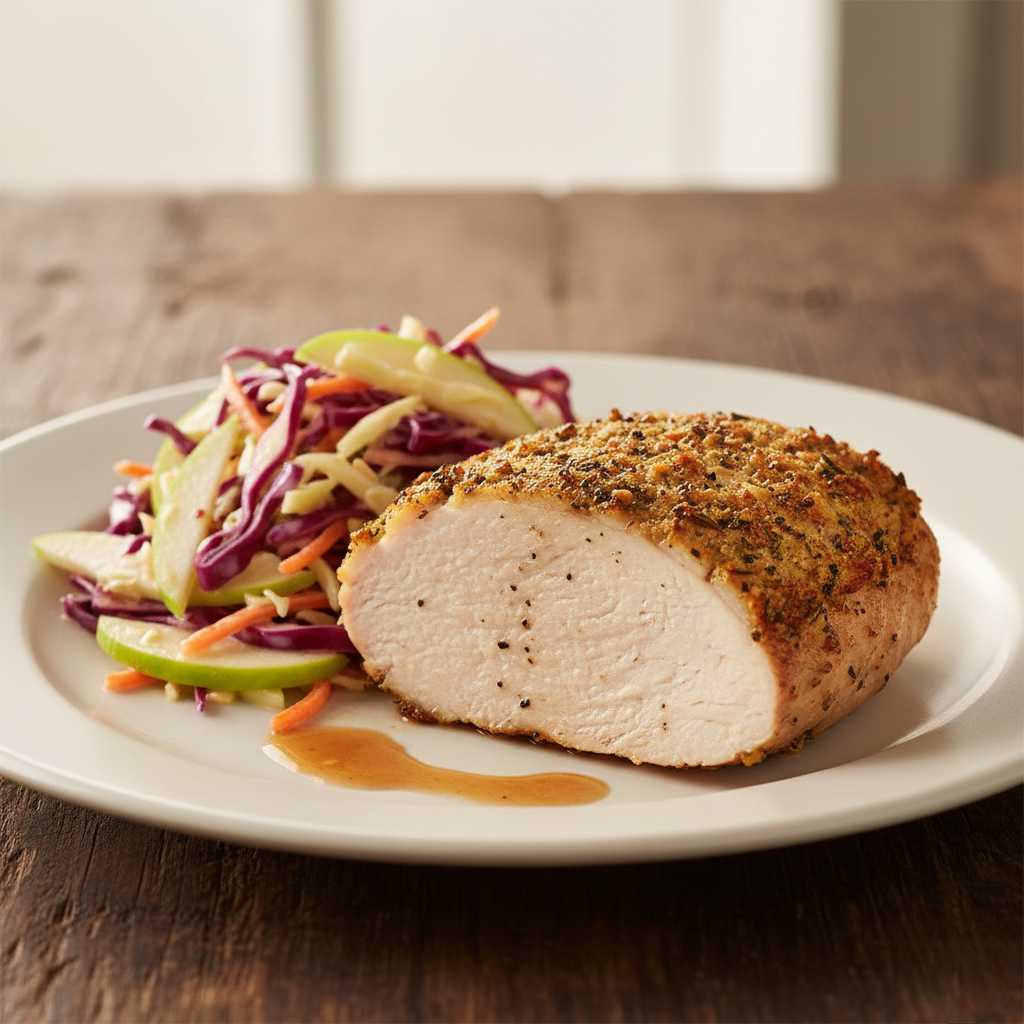 Photo of a Turkey Tenderloin and Apple-Cabbage Slaw