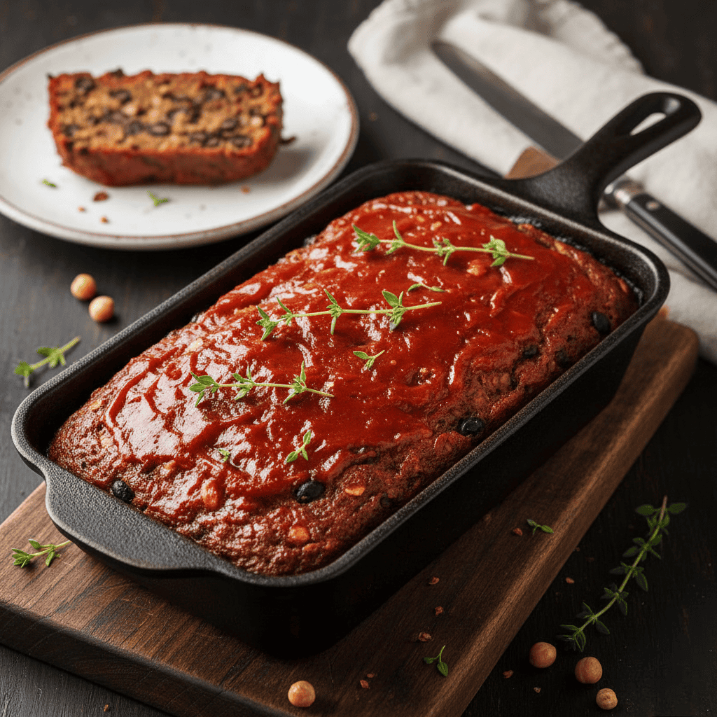 Image of a Vegan “Meatloaf” made with Black Beans and Oats