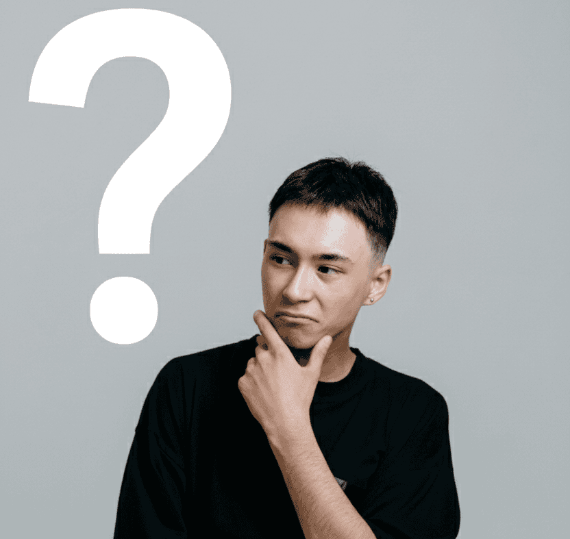 Person thinking about how much protein they should eat for weight loss with a question mark in the background